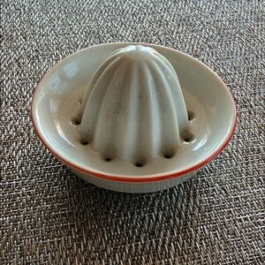 Vintage Small Ceramic Citrus Juicer with Red Trim Farmhouse Kitchen